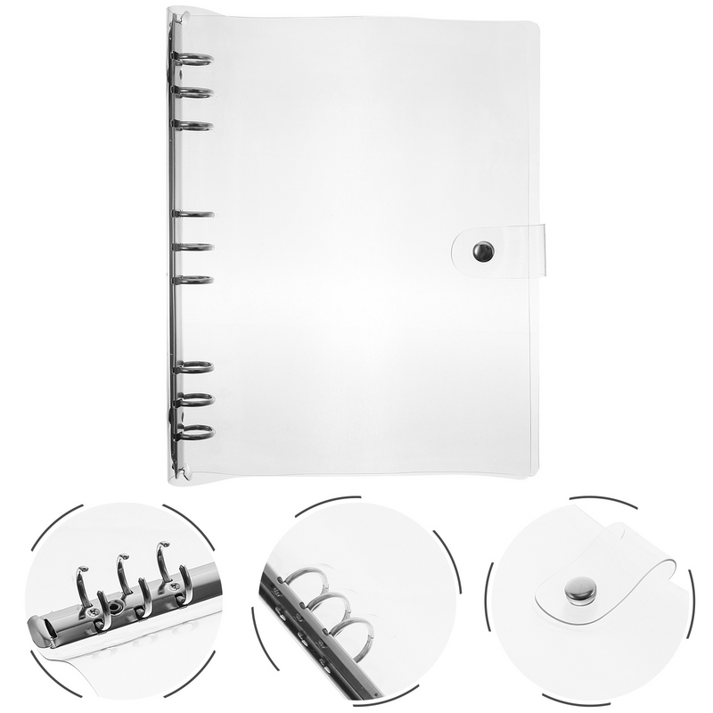 Pasta de escritório transparente, PVC plástico mão conta capa, folha solta conta livro caso, capa de notebook para substituir Shell, A4