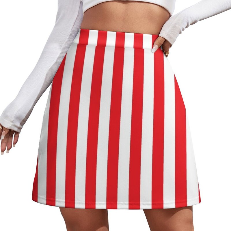 Mini jupe à rayures rouges et blanches pour filles, à la mode, kpop