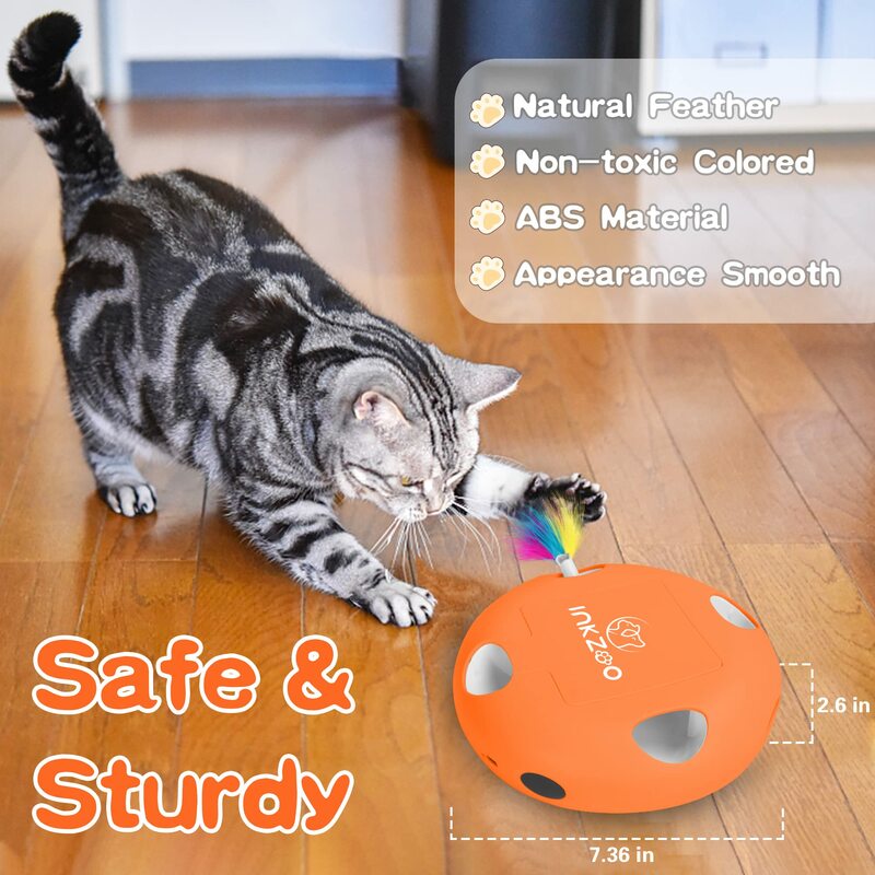 INKZOO-juguetes interactivos para gatos de interior, juguete interactivo inteligente para gatitos, ratones automáticos de 7 agujeros, whack-a-mole