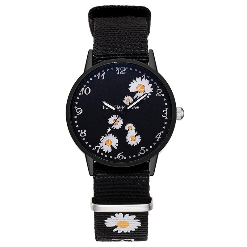 Moda quente relógio de pulso para senhoras casuais relógio de quartzo simples dial com daisy womens relógios feminino relogio feminino