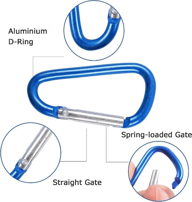 Alumínio colorido D-Ring Buckle Spring Mosquetão, Snap Hook Clip, Keychain, ferramenta de uso diário, Camping ao ar livre