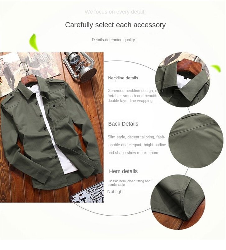 Men's Tactical Shirt 2024 Spring Solid Color Thin Bicycle Lapel Multi Pocket Top Casual Large Men's Cargo Long Sleeve 4XL 5XL