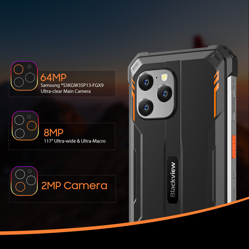 Blackview-teléfono inteligente BV8900 PRO, móvil resistente con procesador Helio P90, pantalla FHD 6,5 K de 2,4 pulgadas, 16GB RAM, 256GB rom, cámara de 64MP, batería de 10000mAh, UWB, Android 13