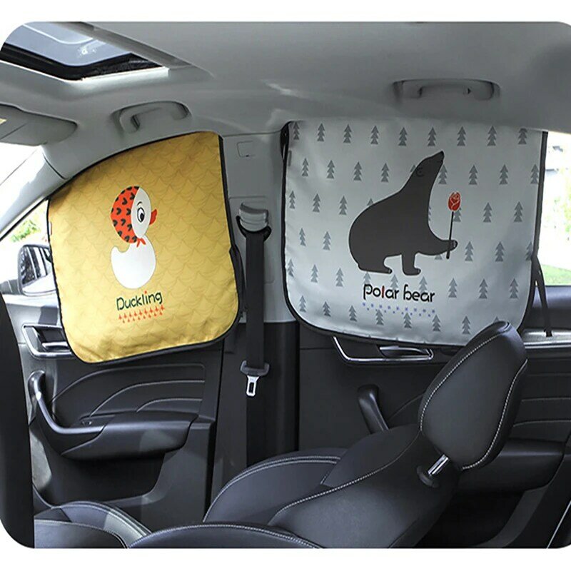 Cubierta de parasol de coche Universal con dibujos animados, cortina magnética con protección UV, para ventana lateral, para bebés y niños