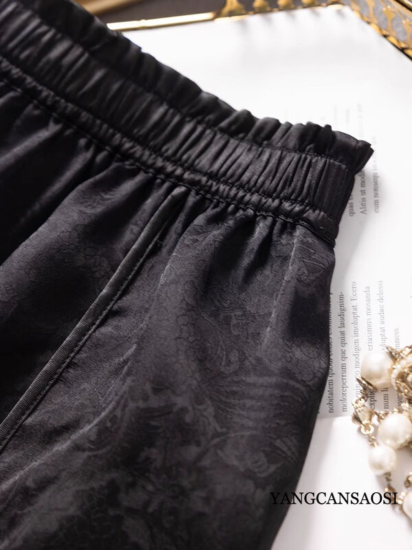 Falda negra de doble capa con flores para mujer, falda suave y versátil para ir al trabajo, primavera y verano, 2024