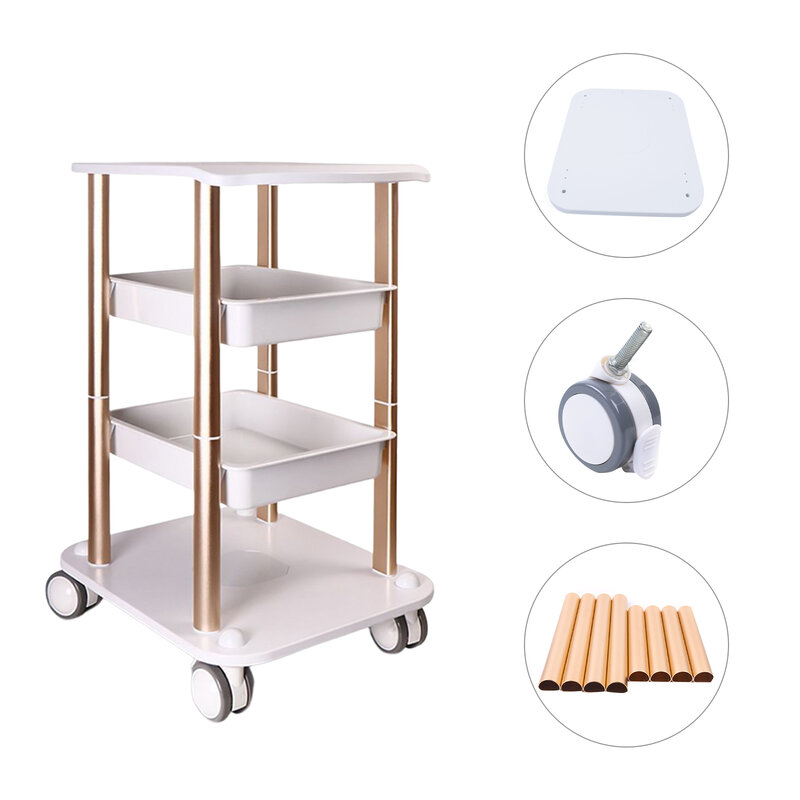4-Layer Beauty Salon Trolley Stand Mobile 360° Rotating Wheel Cart Multi-functional Rack For Beauty SPA Cavitation Machine 150kg