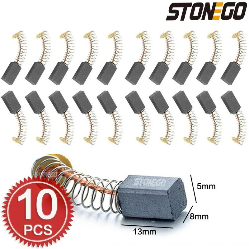 STONEGO 10Pcs Carbon Brushes - Replacement Spare Parts for Electric Grinders & Rotary Tools - Durable & Wear-Resistant