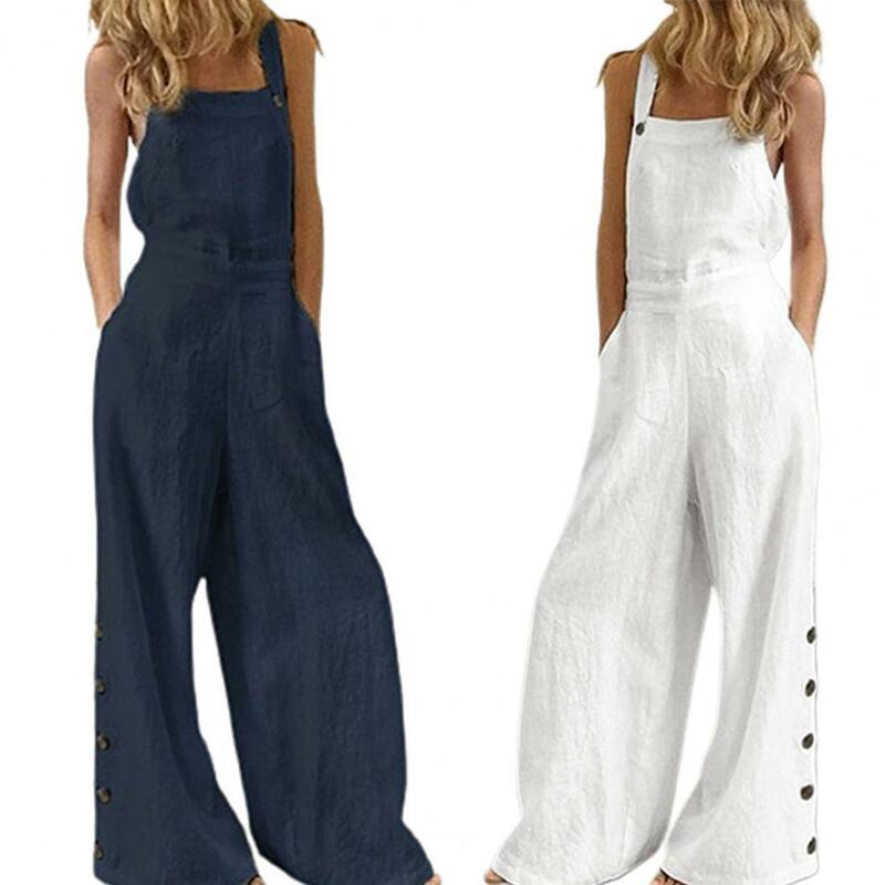 Jumpsuit Loose Backless Women Wide Leg Pants Overalls for Home
