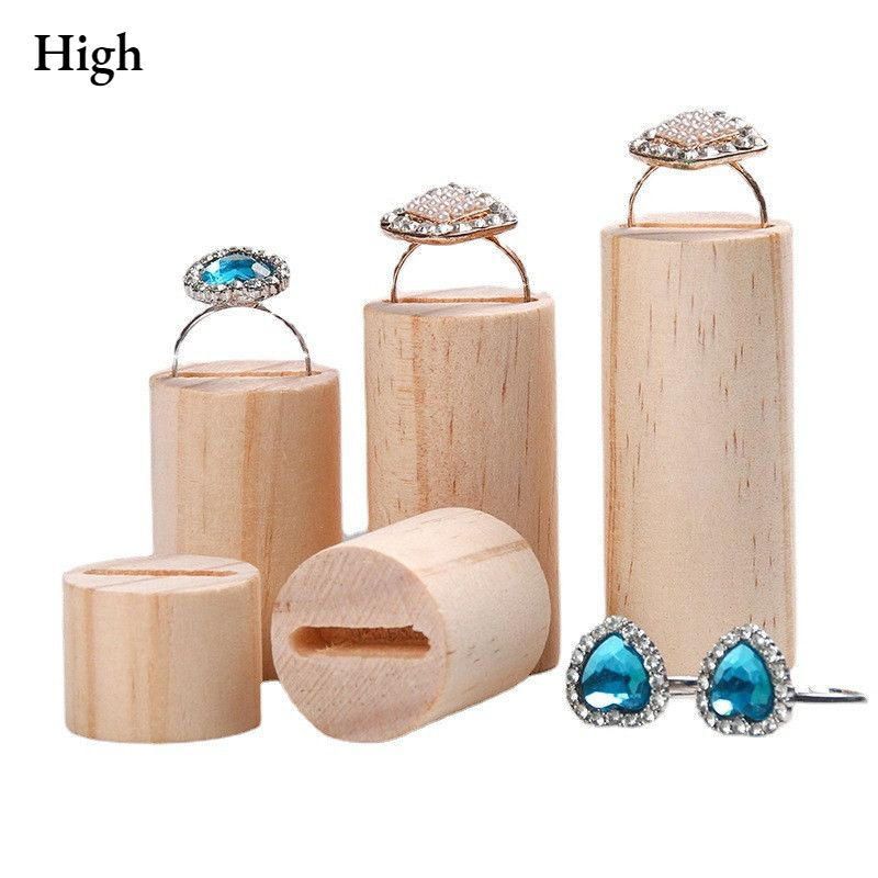 5 Pcs Wooden Ring Jewelry Display Rack Organizer Stand