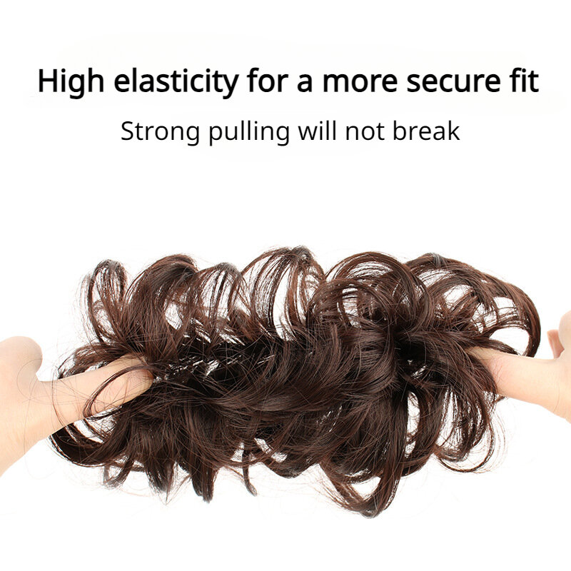 Niechlujne syntetyczne przedłużki do kręconych falistych bułeczek z gumką do włosów dla kobiet idealne akcesoria do włosów dla odzież na co dzień