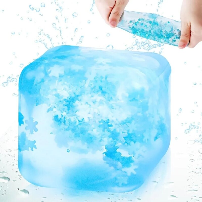 مصغرة موتشي التوفو شكل كتلة مكعبات الثلج الشفافة ، لعبة حسية لتخفيف التوتر للأطفال ، 5x5cm