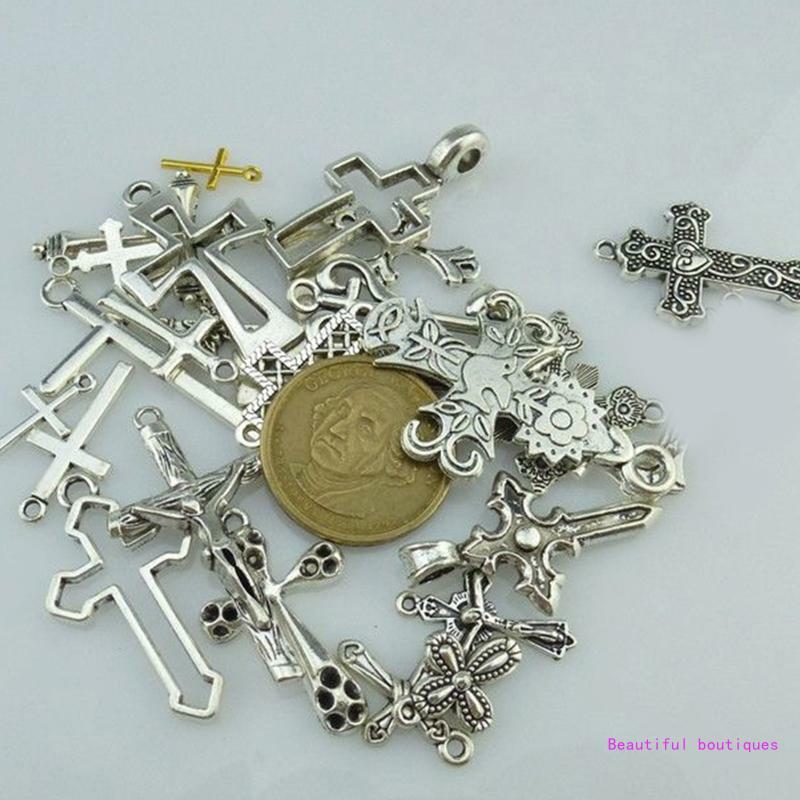 25 шт., товары для изготовления ожерелья в стиле ретро для женщин, подвеска в виде креста, подарок на день рождения, Прямая