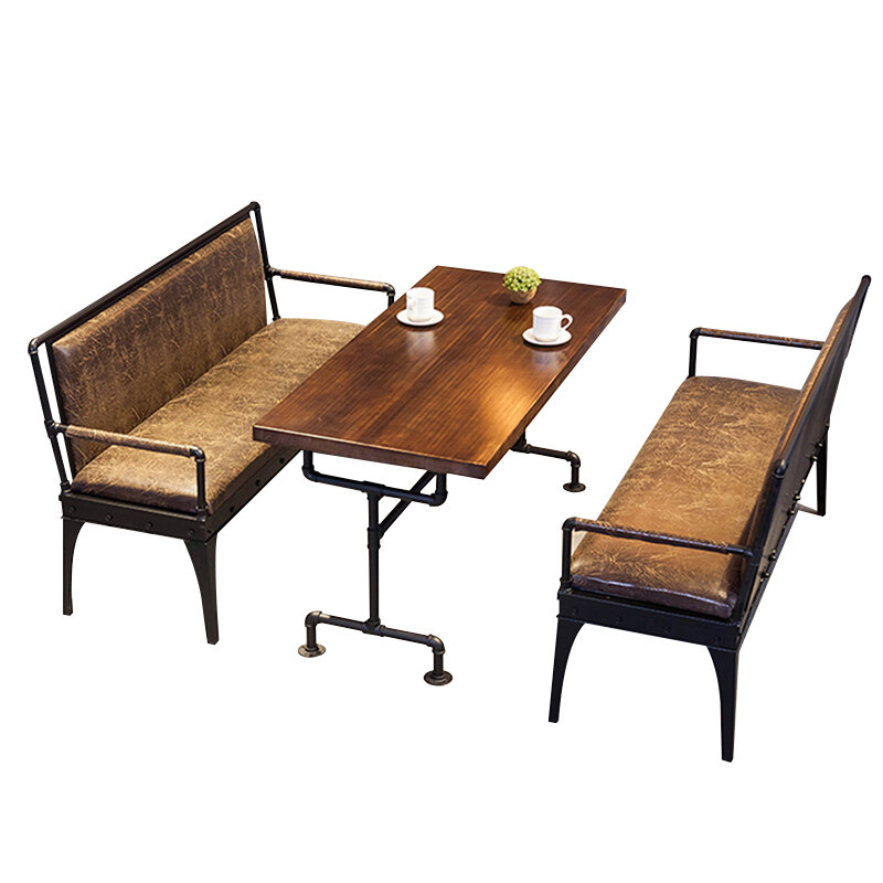 Vintage commerciale in legno massello Top caffè colazione Bar mobili per la cena tavolo da pranzo ristorante con sedie