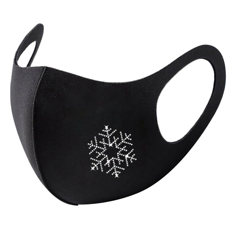 Damska modna maska ze wzorem w kształcie płatka śniegu, długa, wygodna, nadająca się do prania, bawełniana maska ochronna wielokrotnego użytku