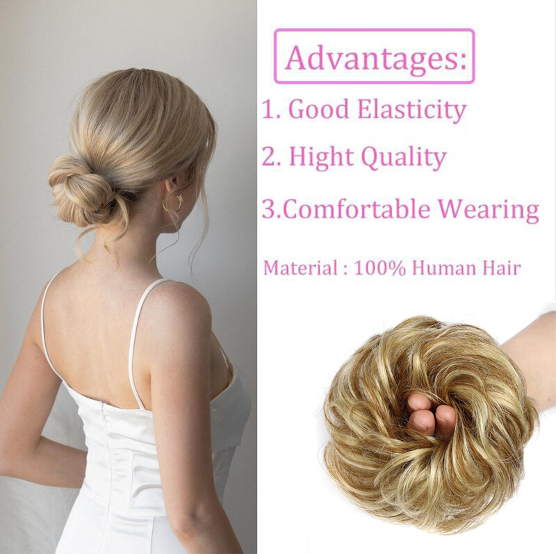 100% человеческие волосы для наращивания в пучок, спутанные вьющиеся эластичные волосы, шиньоны, натуральные волнистые искусственные волосы для женщин