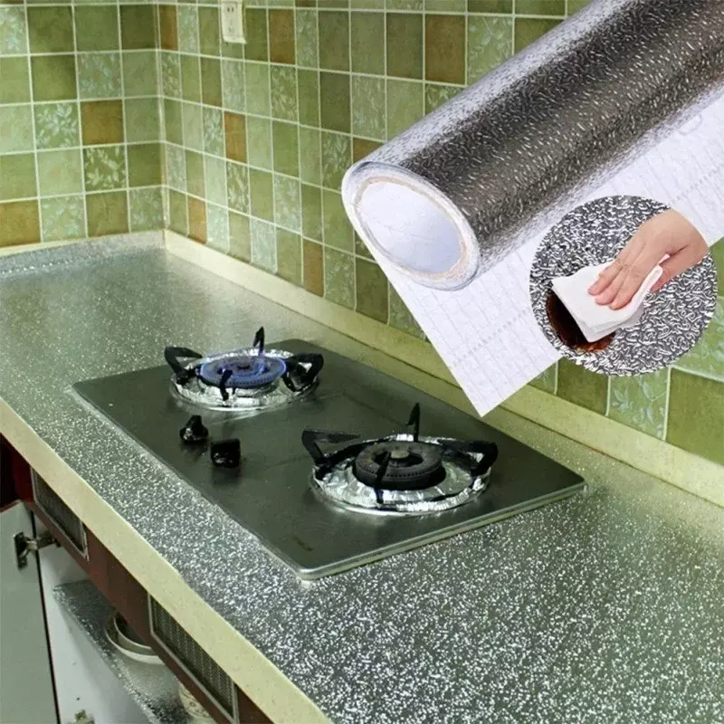 Aksesori perlengkapan dapur stiker dinding berperekat, minyak kompor tahan suhu tinggi mudah dibersihkan, alat kecil