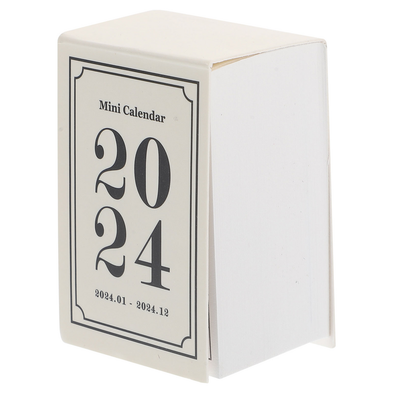 Vintage Decor 2024 Mini-Bureaukalender Delicate Creatieve Ornamenten Praktische Tafelplanner Wit Kantoor