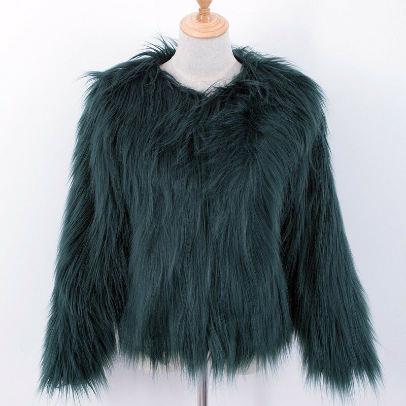 Abrigo de invierno para mujer, chaqueta gruesa y cálida de piel Artificial, caída de piel