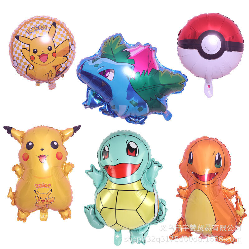 Balon Helium Kartun Pokemon Pikachu, Balon Dekorasi Pesta Ulang Tahun Anak-anak, Hari Anak-anak 6 Buah/Set