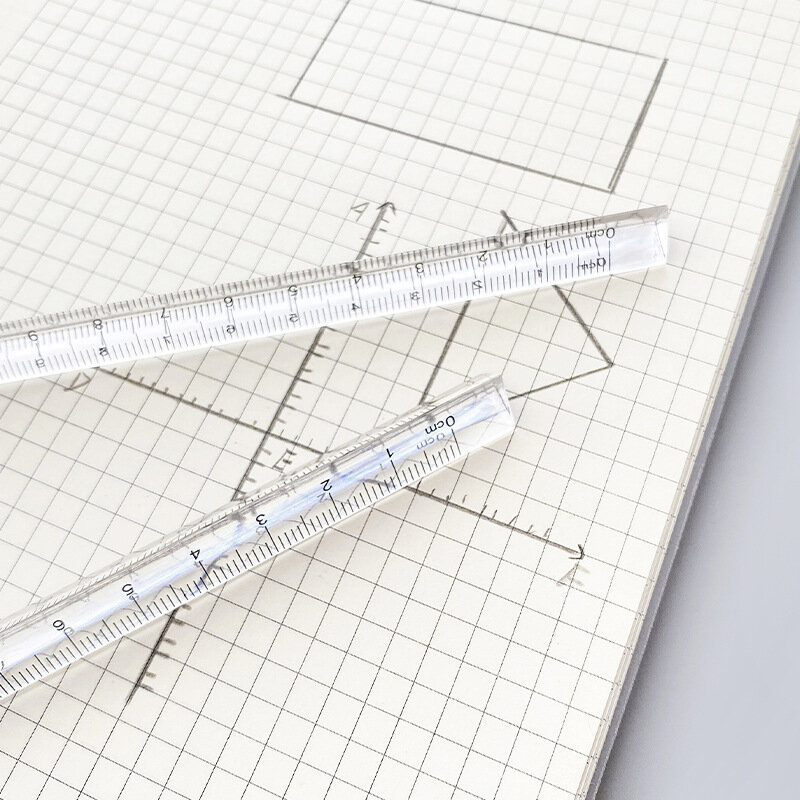 Règle droite triangulaire transparente simple, outils Kawaii, dessin animé, cadeau de bureau, mesure scolaire, 15cm, 20cm