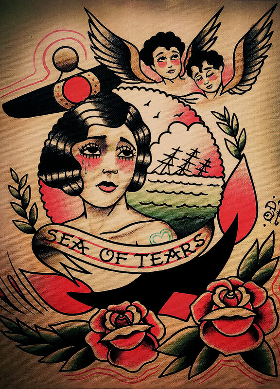 Unstrap Your Inner Rebel with Vintage Kraft Paper Tattoo Artwork Prints-Juego de 6 carteles artísticos de tatuaje, pintura para decoración de pared del hogar