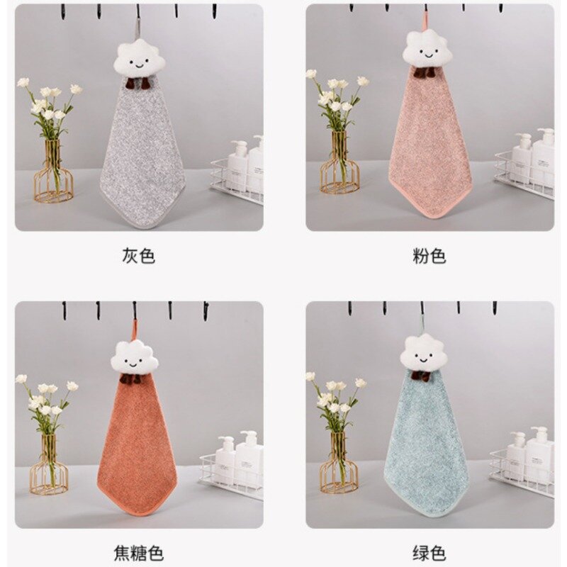 Bamboe Houtskoolvezel Handdoek Cartoon Wolken Antibacteriële Ademende Hangende Zakdoek Keuken Badkamer Absorberende Handdoeken