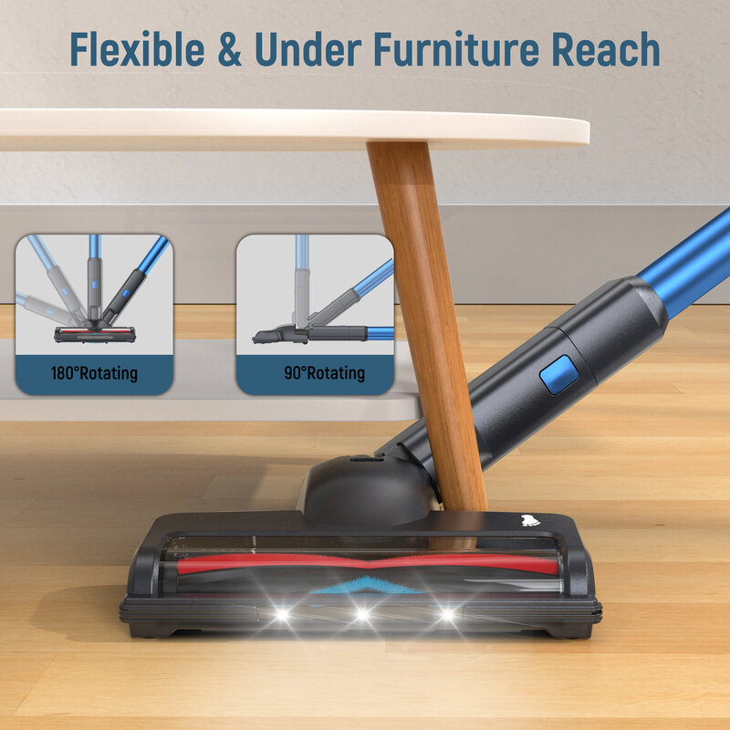 Fabuletta Cordless Vacuum Cleaner, 24Kpa Powerful Suction Stick Vacuum Cleaner With 250W Brushless Motor, LED Display