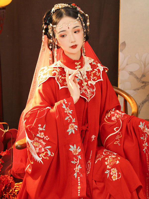 Hanfu-vestidos tradicionales chinos de hada para mujer, traje de hombro con nube bordada, cuello Ming, Cosplay de primavera y verano, nuevo