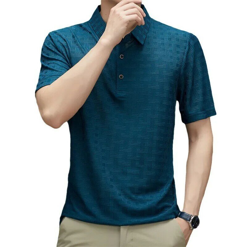 남성용 플립 칼라 티셔츠, 캐주얼 반팔 티셔츠, 맞춤형 통기성 상의, 2 가지 스타일, 2024 여름 신상