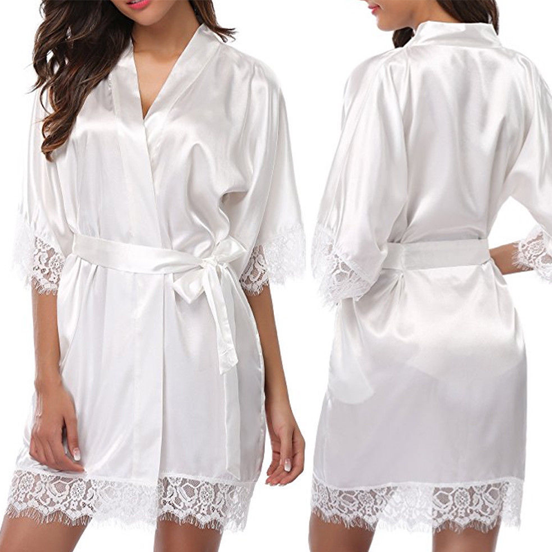 Женская шелковая пижама Iace, ночные рубашки, ночная рубашка с коротким рукавом, ночная рубашка, черный кружевной халат, Гладкий мягкий удобный чистый цвет