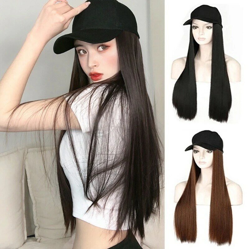 Duck Tongue Cap Wig, Adjustable Long Straight Hair, Full Head Wig Is A Must-have for Fashion