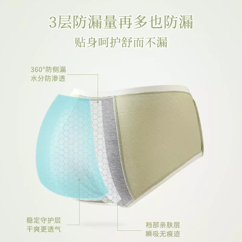 Calcinha fisiológica de algodão para mulheres, larga e maior, calça menstrual à prova de vazamento para meninas, confortável e respirável, nova