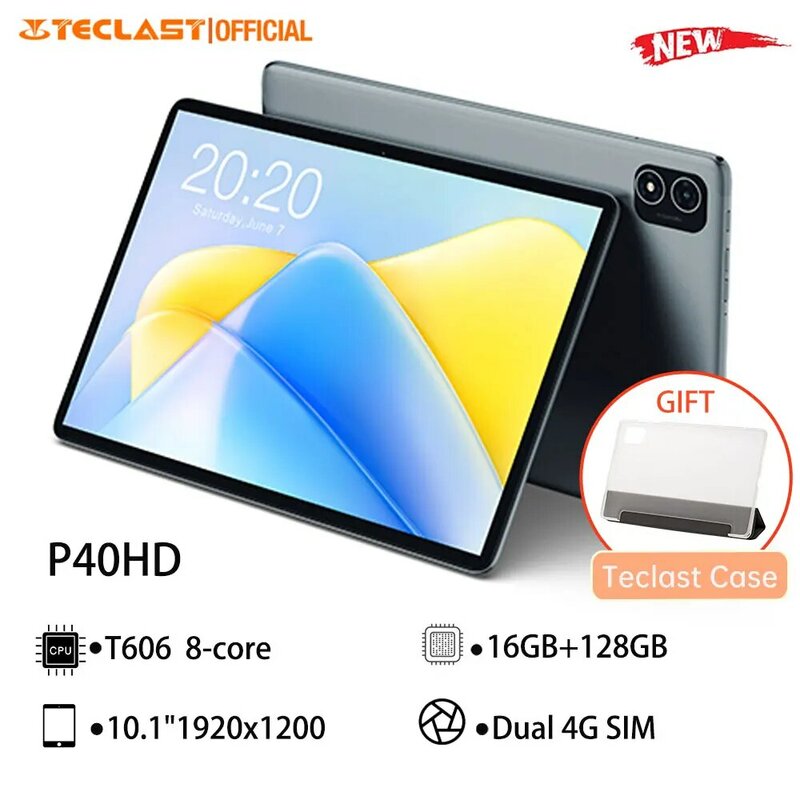 Teclast P40HD 2024 10.1 "Tablet Android 13 16GB RAM 128GB ROM Unisoc T606 8-core Widevine L1 Type-C 4G LTE GPS