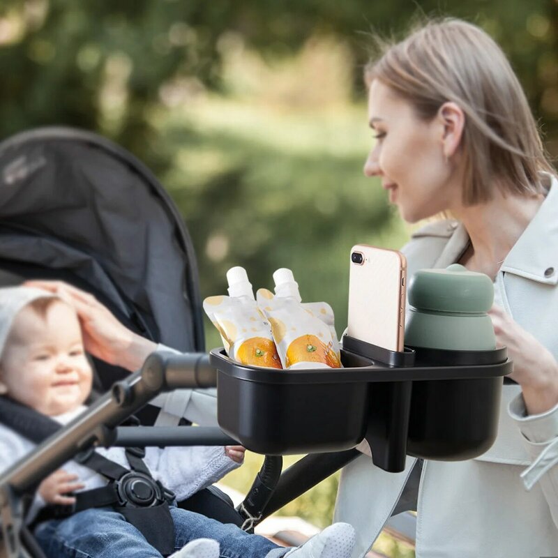 Sunveno pemegang botol bayi Universal, dudukan cangkir kereta bayi multifungsi dengan ponsel/makanan ringan 3 dalam 1, aksesori kereta bayi