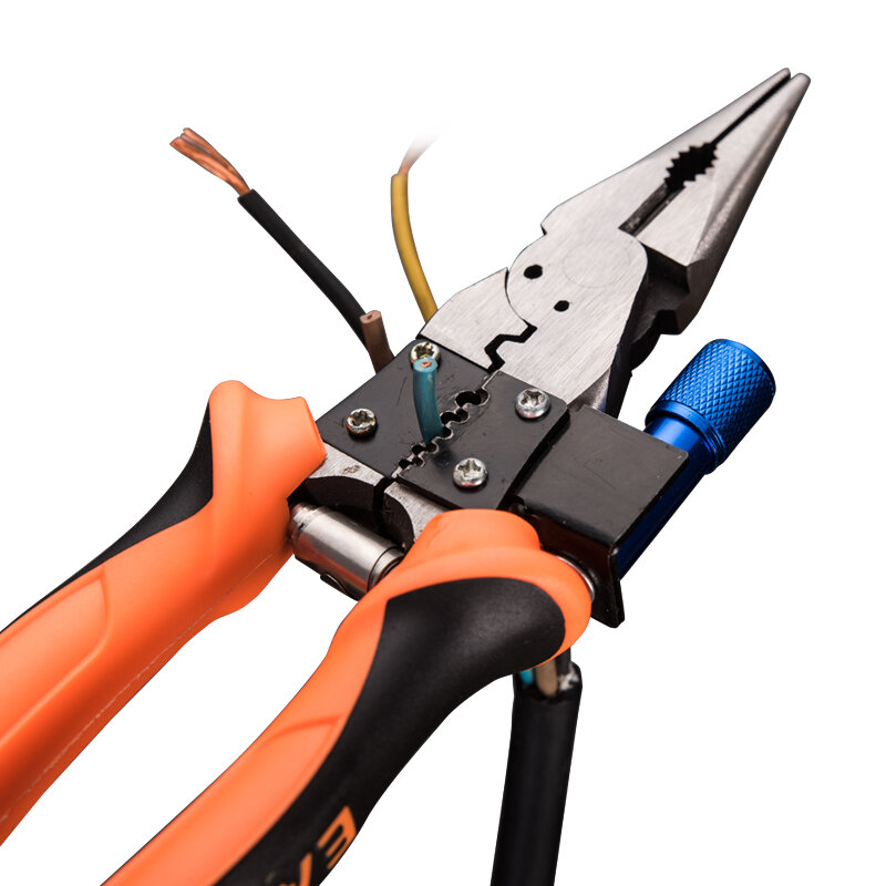 Sharp-nosed pliers electrician wire stripping pliers high carbon steel wire pliers multifunctional labor-saving vise LED lights