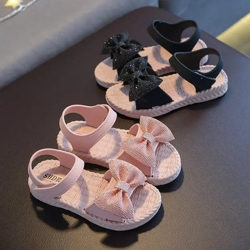 Sandalias de princesa antideslizantes para niña, zapatos con lazo, informales, a la moda, para playa, verano, 2023
