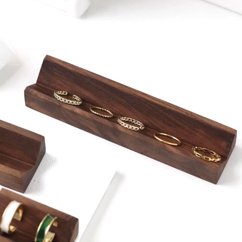 Pierścionki litego drewna taca wystawowa na biżuterię uchwyt do przechowywania biżuterii pierścionki organizator
