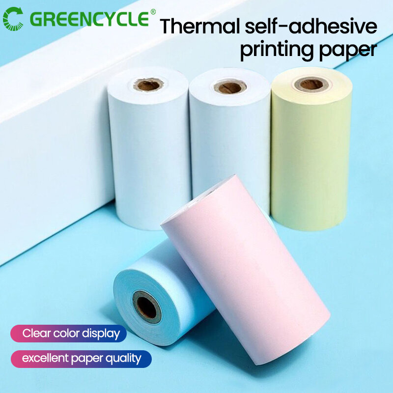 57x25mm Printer Thermal Paper Rolls Photo Paper Colorful Self-adhesive Sticker Paper for Mini Printer Kids Instant Print Camera