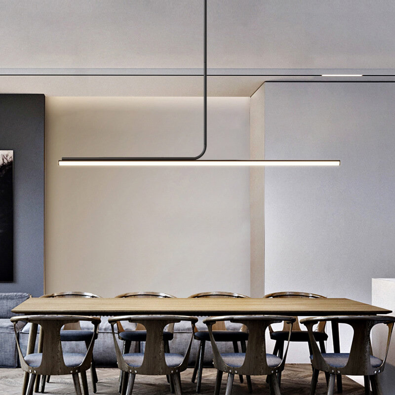 Lámparas colgantes largas blancas y negras para mesa de comedor, tira larga de 100cm y 120cm, luz colgante de techo para Barra de cocina, decoración minimalista moderna