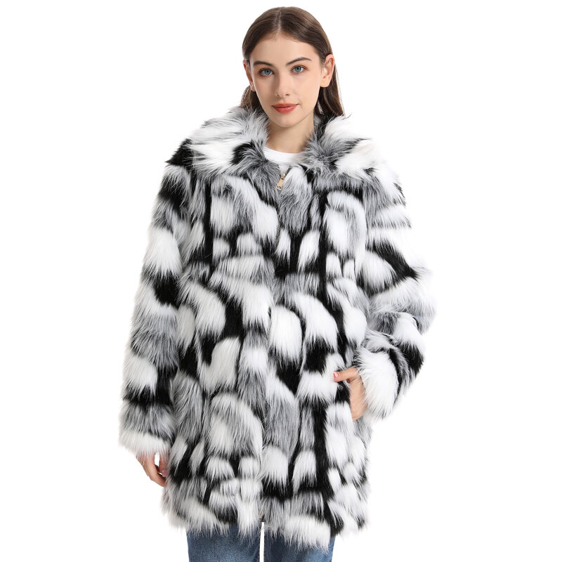 Nowe pluszowy płaszcz damskie zimowe ciepło w połowie długości i zagęszczona pikantna dziewczyna ze sztucznego futra na co dzień luźny krój odzież damska