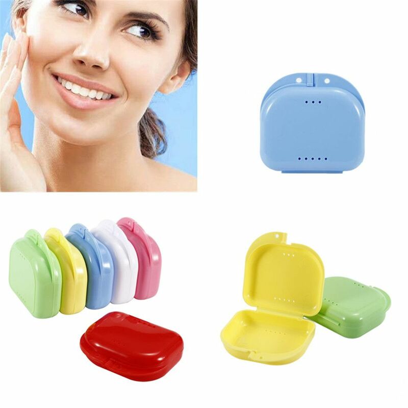 Caja de almacenamiento portátil para dentaduras dentales, contenedor protector bucal para higiene bucal