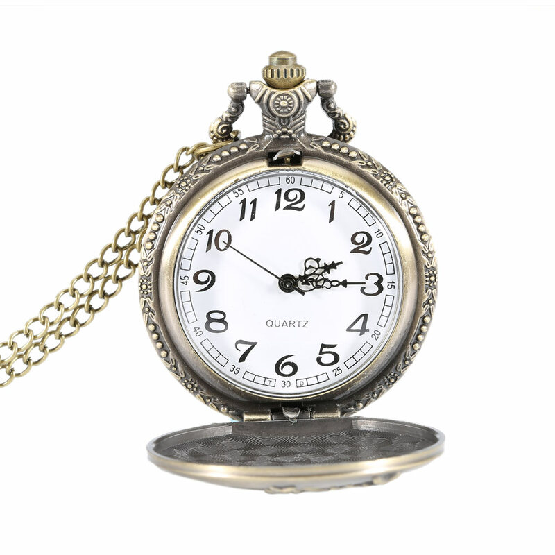 นาฬิกาบนนาฬิกาวินเทจกวางกรณีควอตซ์กระเป๋านาฬิกาจี้สร้อยคอของขวัญ Jam rantai ผู้ชายผู้หญิง