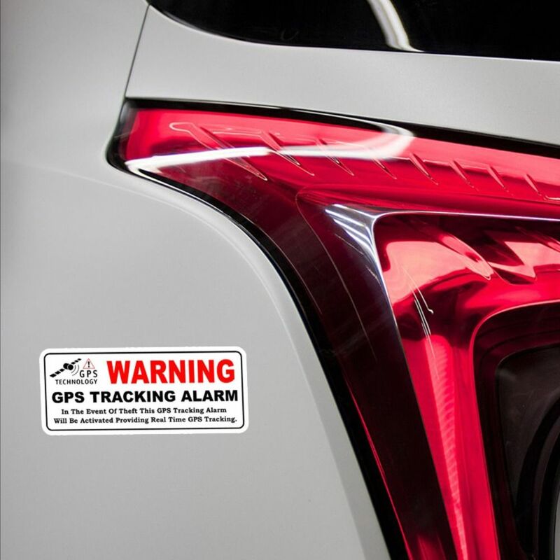 Stiker peringatan GPS jendela mobil, Stiker keamanan ALARM pelacakan GPS kendaraan tahan air 10*4cm 4 buah merah & HITAM