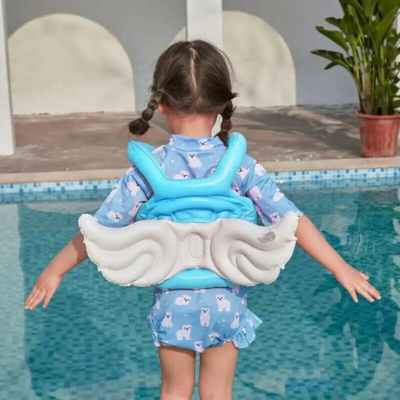 Toddler Swim Vest Angel Wing Shape Vest For Swimming Inflatable Cute Bright Colors Swimming Supplies Foldable Lightweight Swim