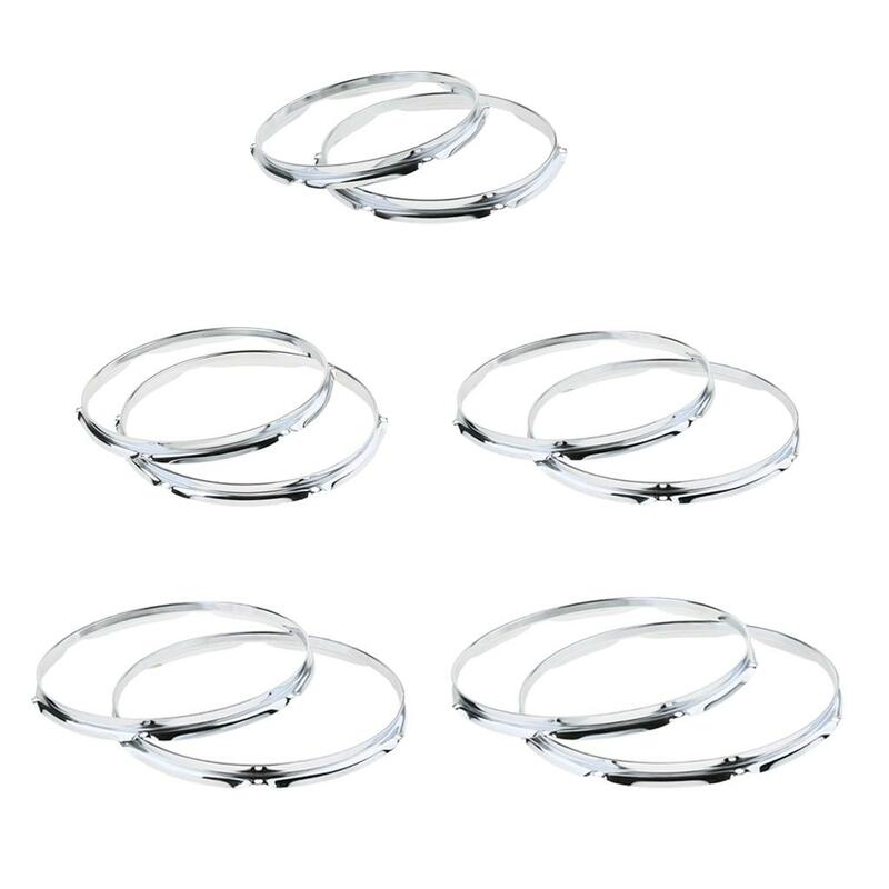 Tooyful 1 Pair Iron Tom Drum Die Cast Hoop Rim Rings Silver for Drum-player Percussion Instrument Accessory