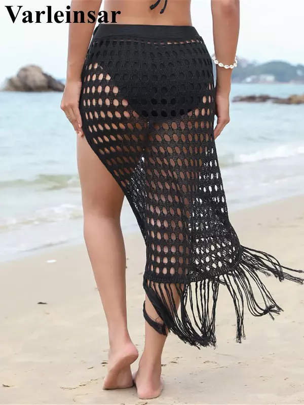S - XL nuova nappa con frange scava fuori tunica lavorata a maglia all'uncinetto copricostume copricostume da spiaggia abbigliamento da spiaggia Beachwear donna V5639