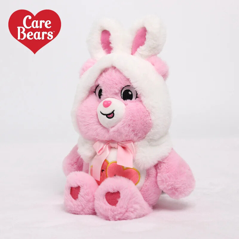 MINISO 40 Cm Rainbow Care Bear Plush Toy Sleeping Mate for Girl Baby Kids Pink Colorful Bear Stuffed Animal Toys Birthday Gift