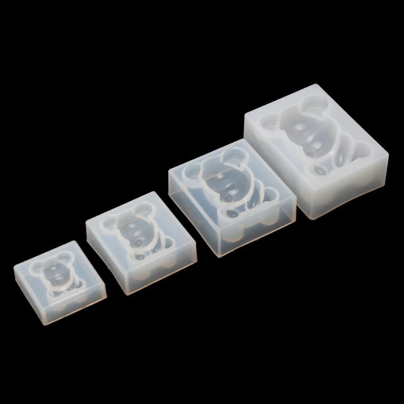 Moldes silicone resina epóxi urso 3D Moldes resina animal para artesanato com pingente fundição