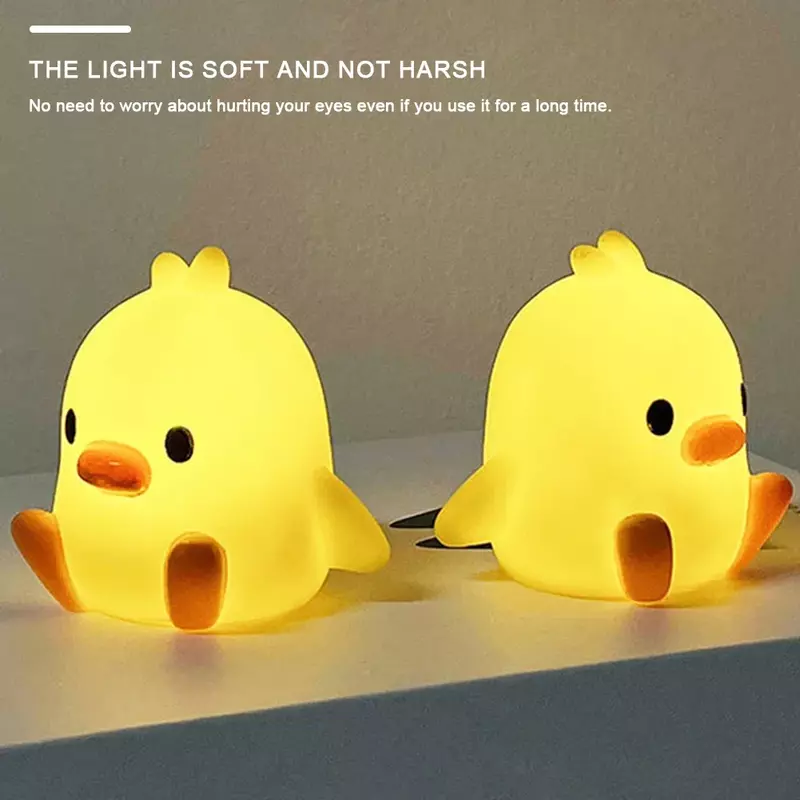 Luz LED cálida de pato para dormir, lámpara de mesa portátil de dibujos animados, regalos para bebés y niños, decoración del dormitorio del hogar