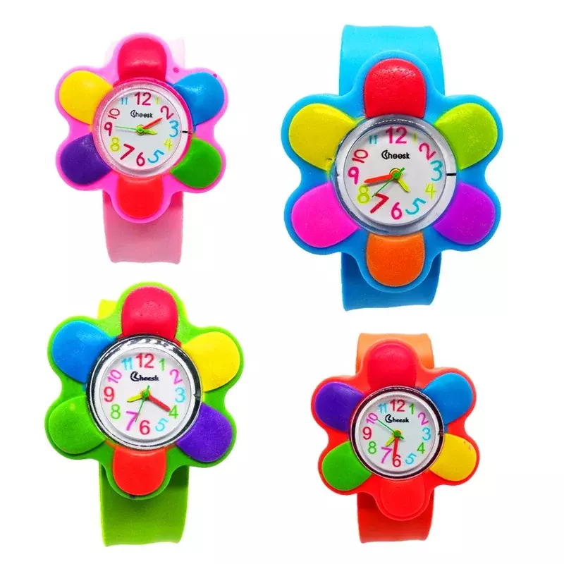 ดอกไม้สวยสาวนาฬิกาเด็กเรียนรู้ดูเวลาของเล่นสตรอเบอร์รี่/Pine Apple/Apple นาฬิกา1-15ปีเด็กเก่านาฬิกา Slap นาฬิกา